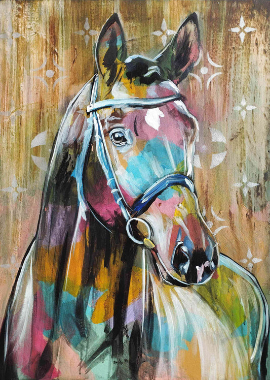 Gemälde bunter Pferd Original Acrylbild (50 x 70 cm)