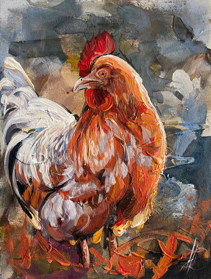 Original Acrylgemälde Hahn/Huhn auf Leinwand – handgemalte Tierkunst von
Heinz Atelier.