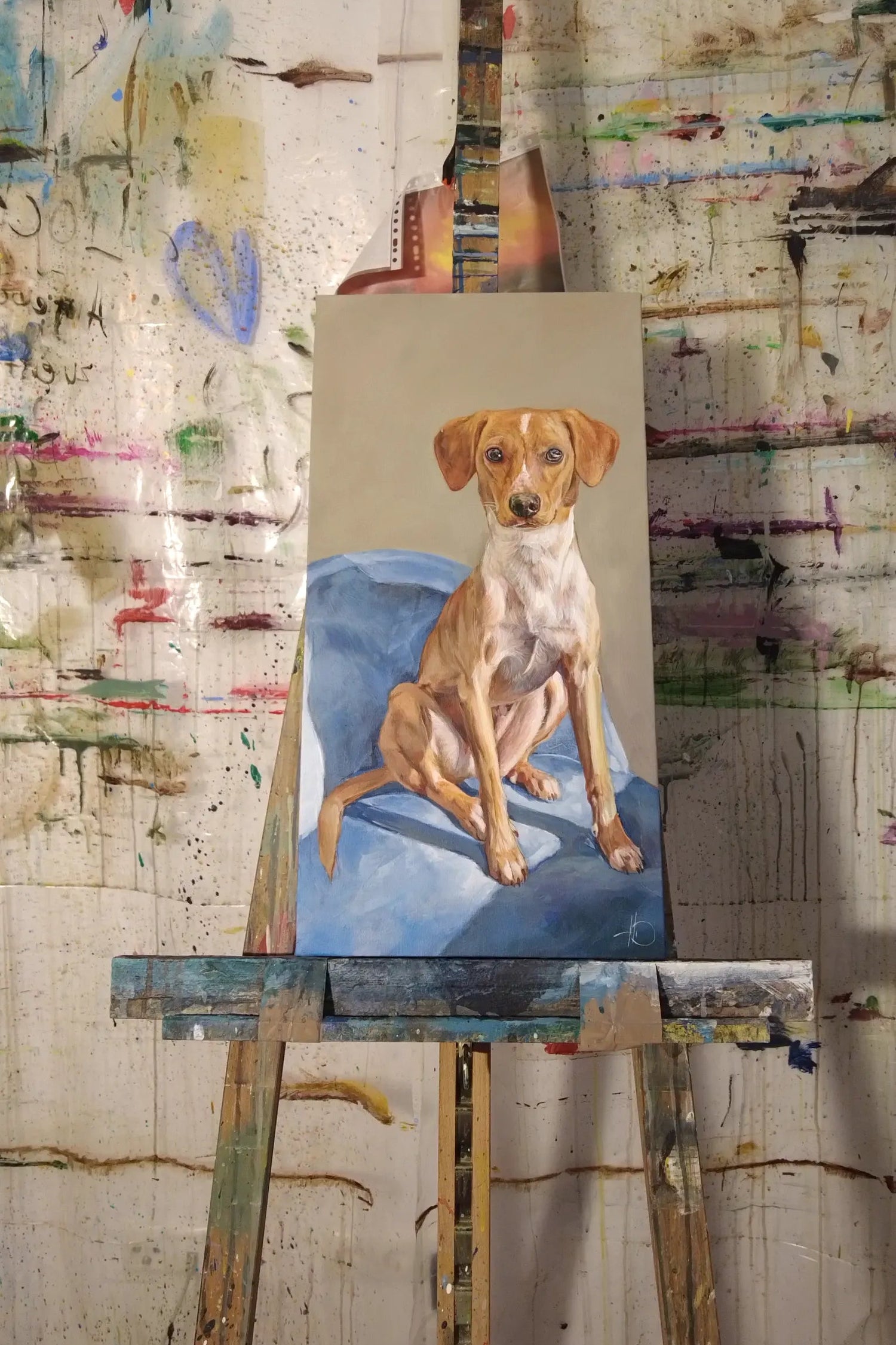 Hunde - Porträt Auftragsarbeit handgemalt mit acrylfarbe von Atelier Heinz