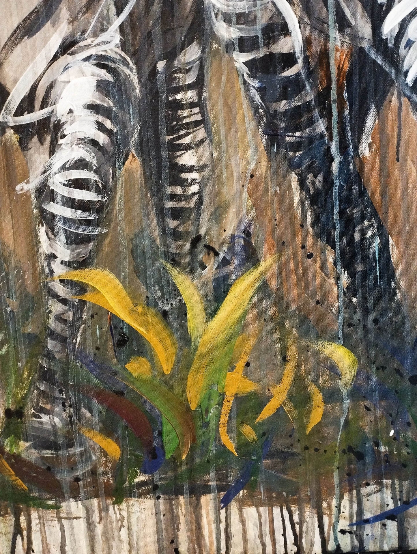 Heinz Acrylbild Wandbild drei Zebra Acryl auf Leinwand (120 x 120 cm)