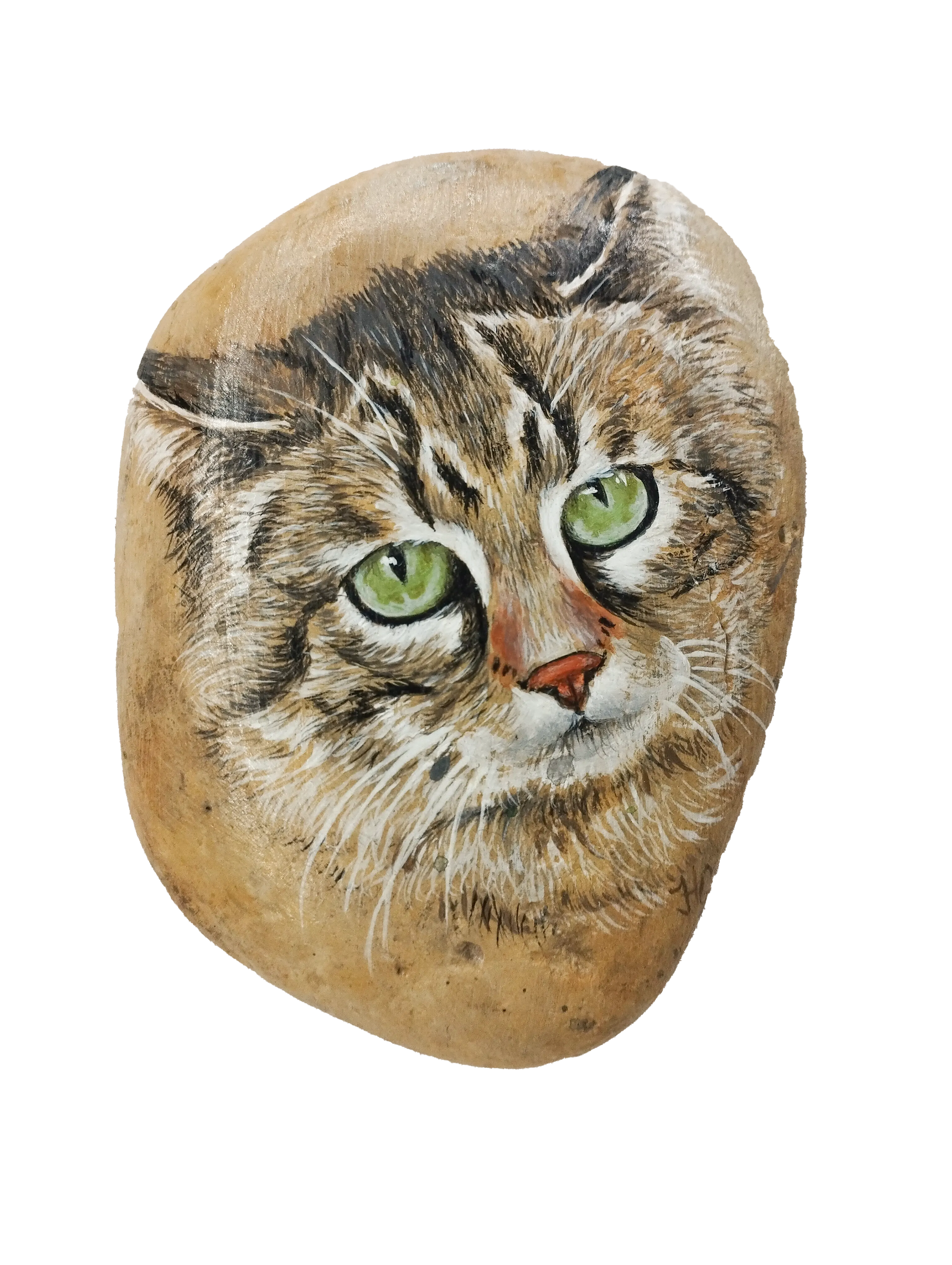 H1Z ART Geschenk Katze Original handgemalt Acryl auf Naturstein