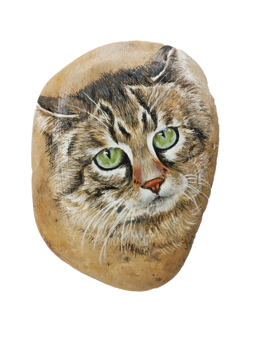 H1Z ART Geschenk Katze Original handgemalt Acryl auf Naturstein