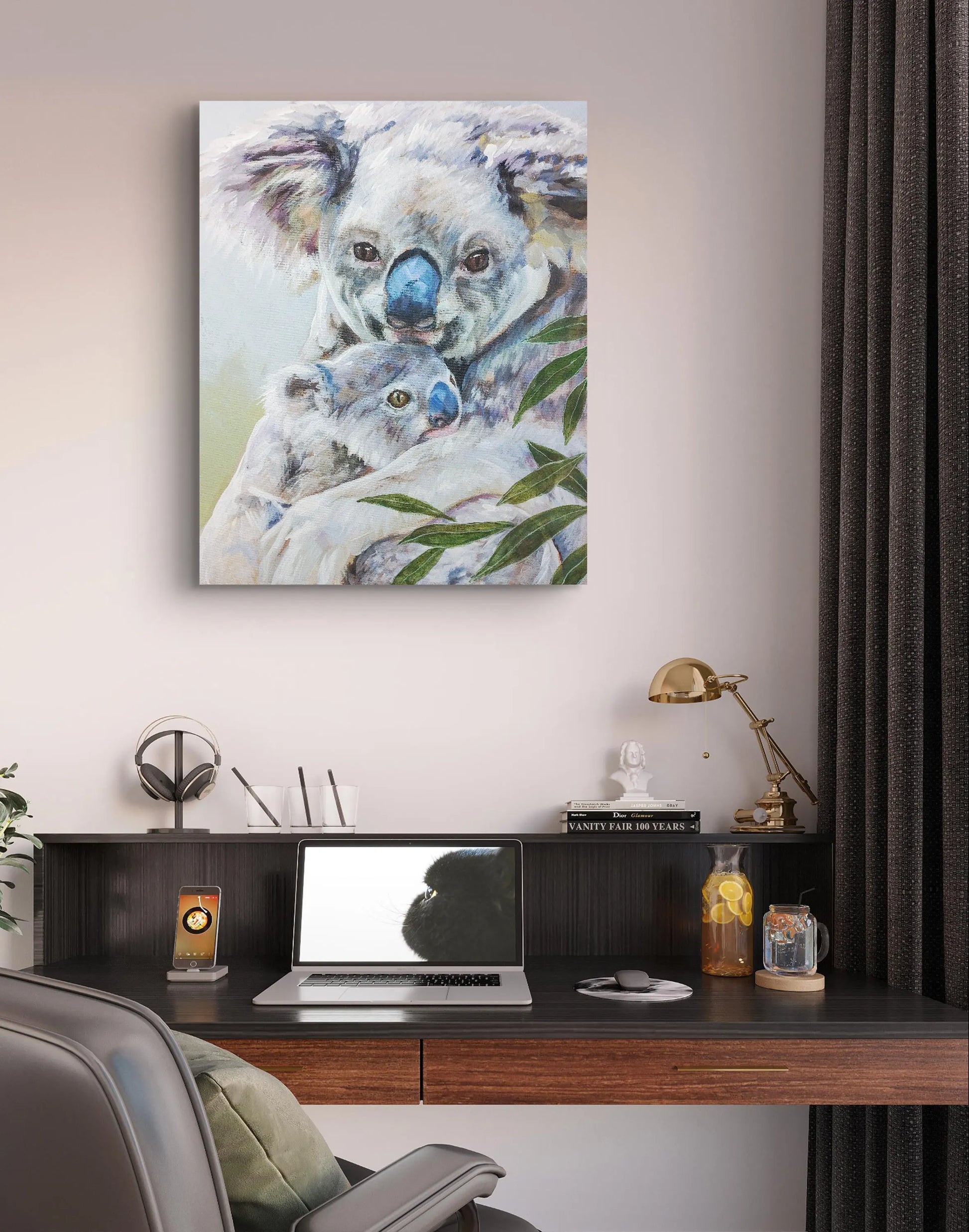 H1Z ART Acrylbild Gemälde Koala-Knuddel – handgemaltes Original Acrylbild (40 x 50 cm)
