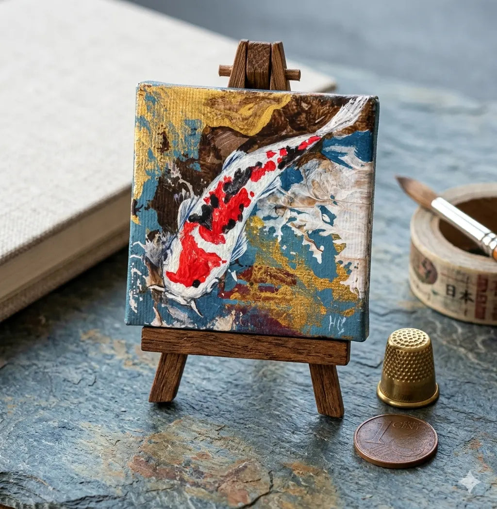 Koi Gemälde handgemalt – Acrylbild Tierportrait, originale Tierbilder Kunst kaufen