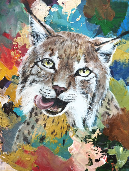Gemälde Luchs – handgemaltes Original Acrylbild (30 x 40 cm)