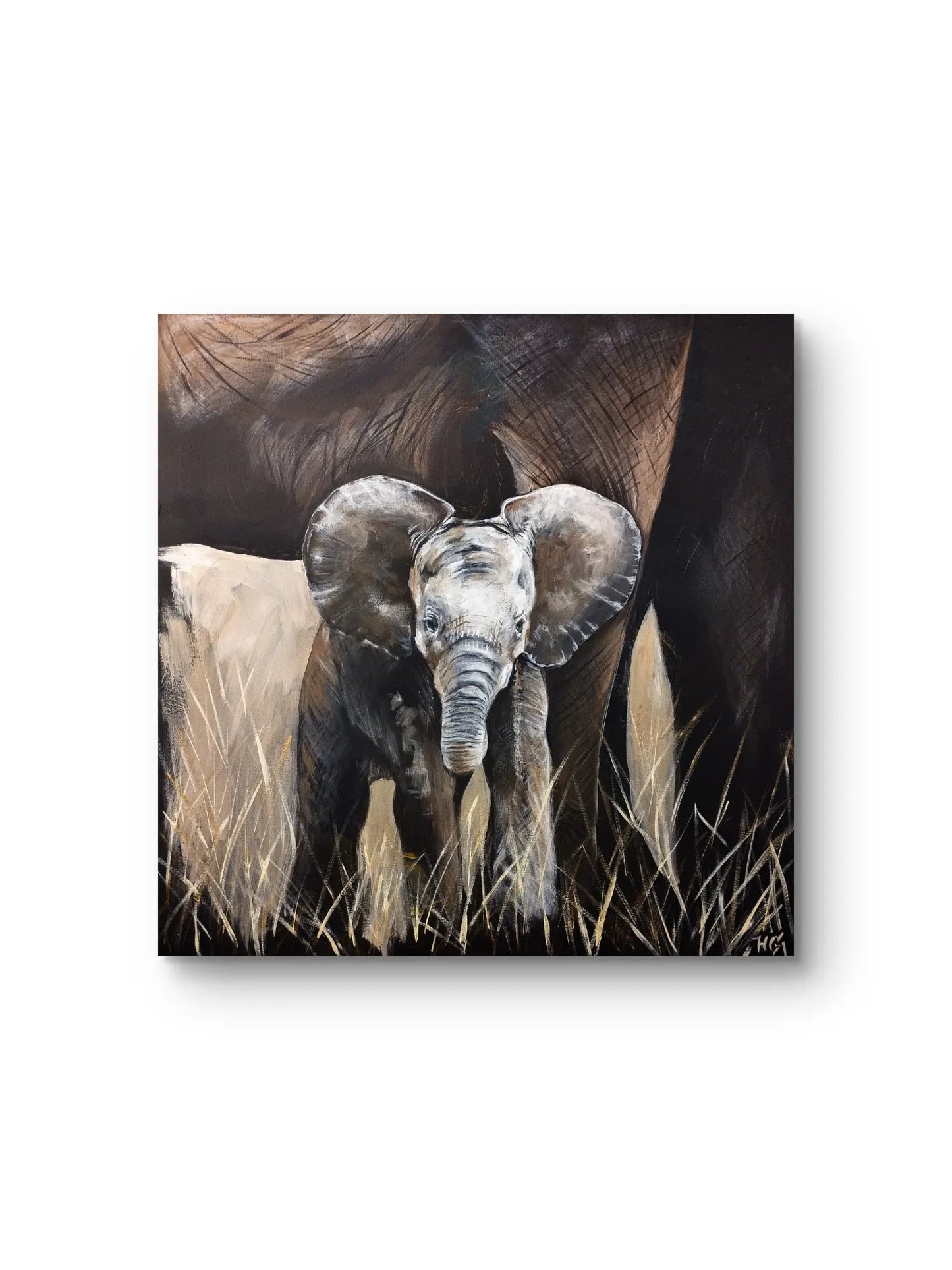 Elefant Acrylbild auf Leinwand – handgemalt, zeitgenössische Tierkunst original