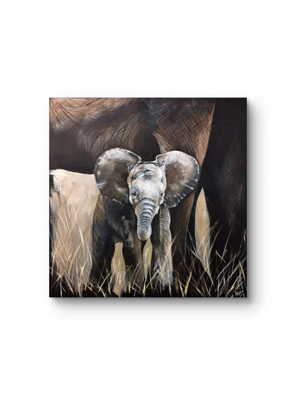 Elefant Acrylbild auf Leinwand – handgemalt, zeitgenössische Tierkunst original