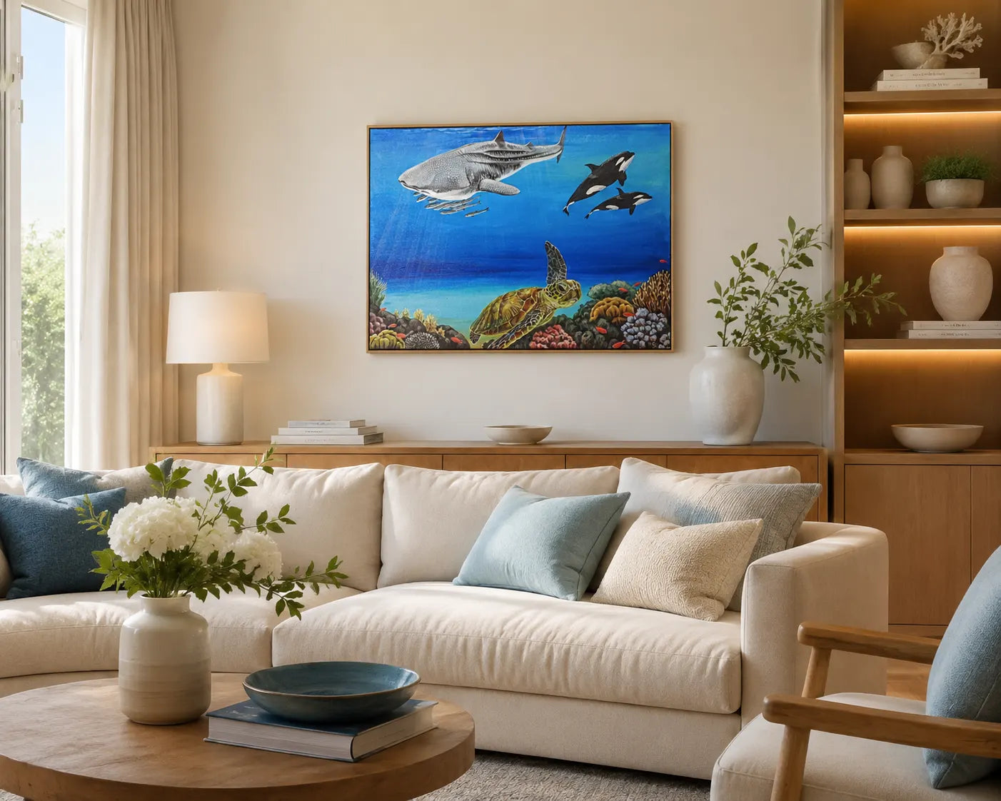 Unterwasserwelt Acrylgemälde handgemalt – Meerestiere Kunst original kaufen