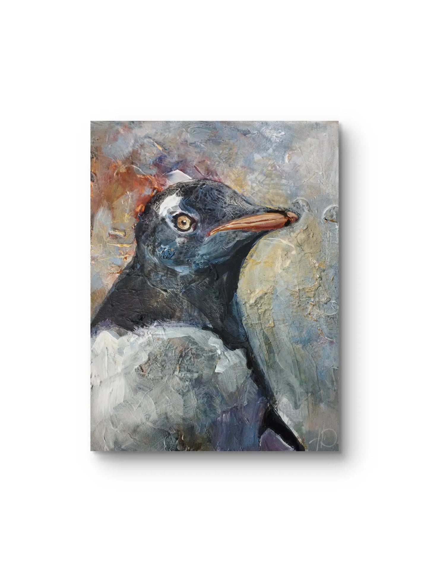 Pinguin Gemälde handgemalt – Acrylbild Tierportrait, zeitgenössische Tierkunst kaufen
