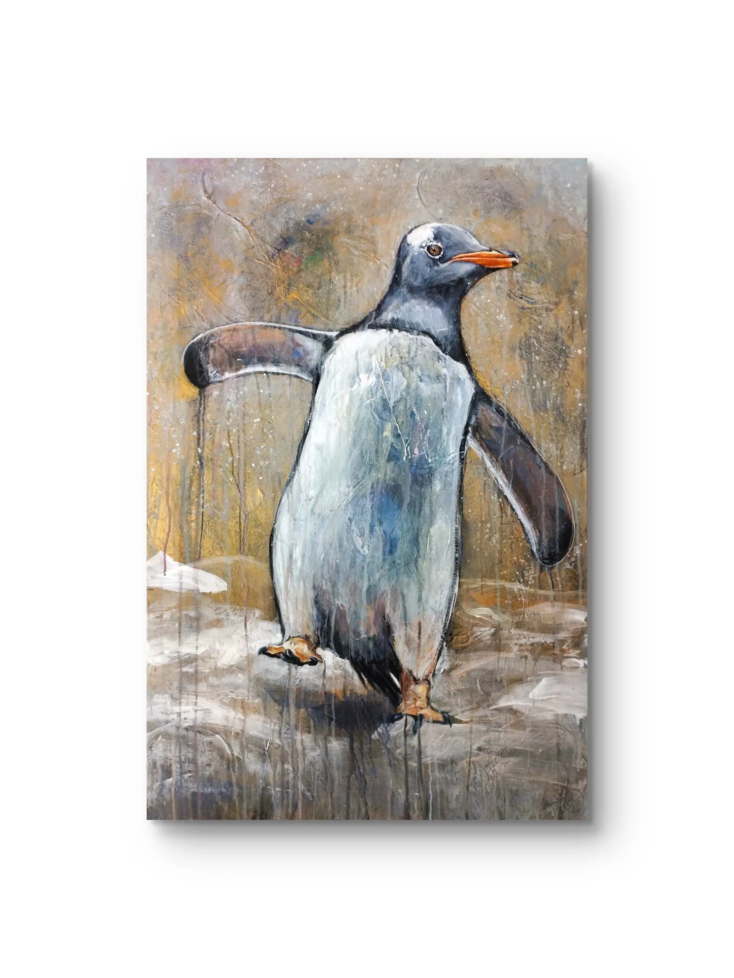 Pinguin Gemälde handgemalt – Acrylbild Tierportrait, originale Tierkunst kaufen