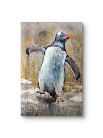 Pinguin Gemälde handgemalt – Acrylbild Tierportrait, originale Tierkunst kaufen