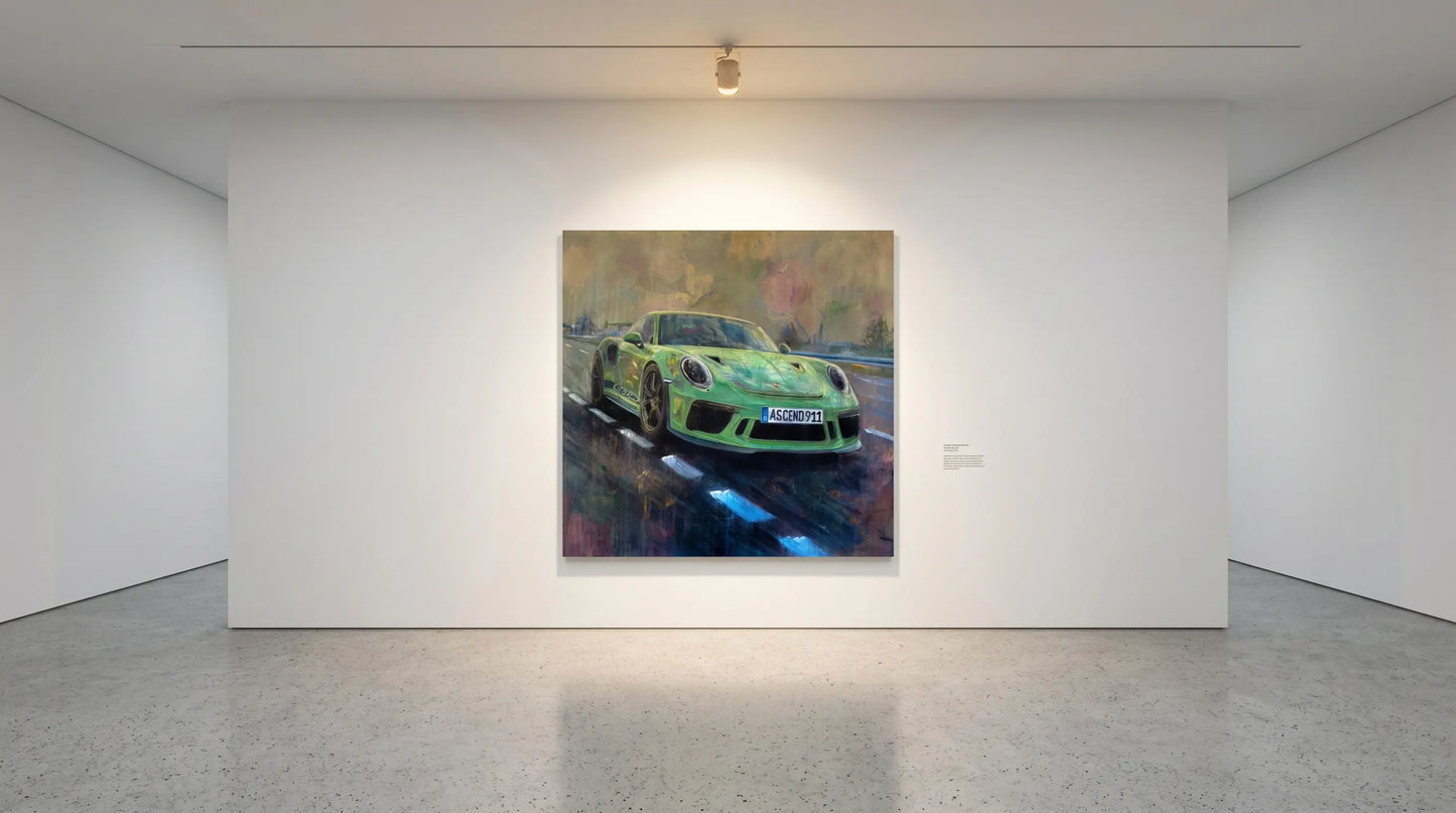 Original Acrylgemälde Porsche GT3 RS „Ascend" – Daniel Heinz, 140×140 cm, handgemalt