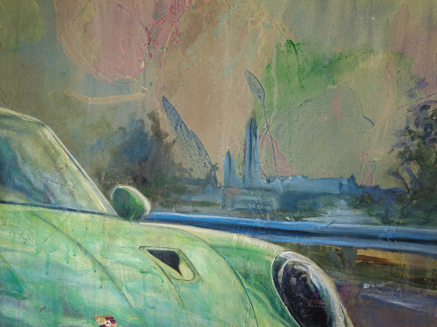 Handgemaltes Autogemälde Porsche – Acryl auf Leinwand, Originalkunst direkt vom Künstler