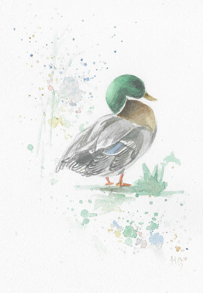 Postkarte „Ente“ – Handgemalt