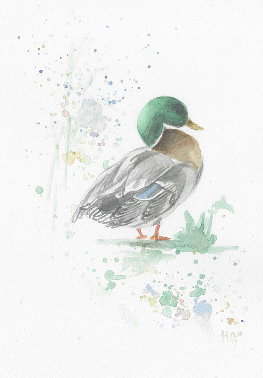 Postkarte „Ente“ – Handgemalt