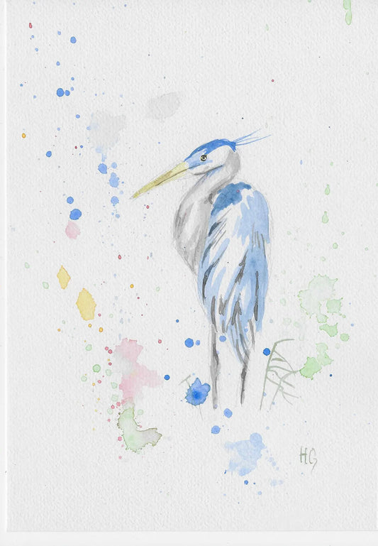 Postkarte „Storch“ – Handgemalt