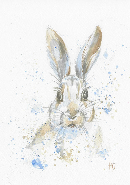 Postkarte „Winterhoppler“ – Handgemalt