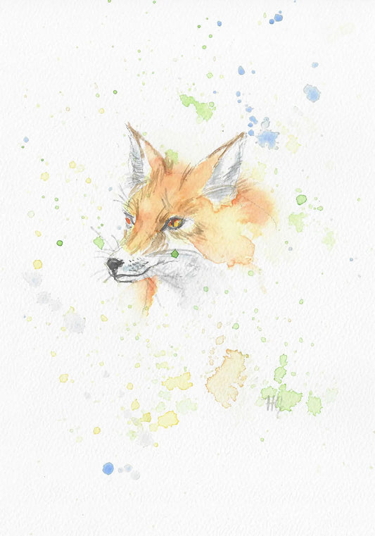 Postkarte – "Fuchs" – Handgemalt