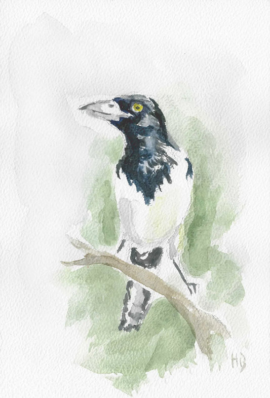 Postkarte „Elster“ – Handgemalt