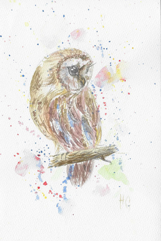 Postkarte „Eule“ – Handgemalt