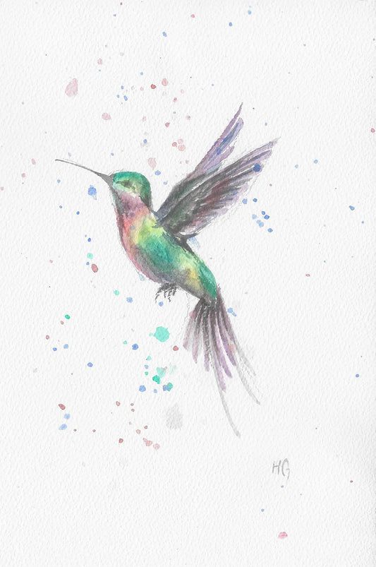 Postkarte – "Kolibri" – Handgemalt