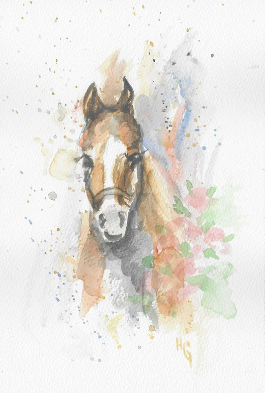 Postkarte – "Pferd" – Handgemalt