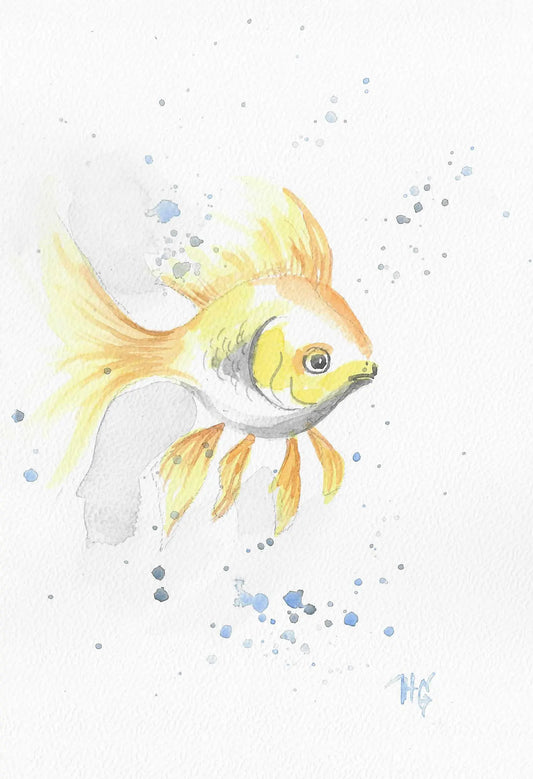 Postkarte – "Goldfisch" – Handgemalt