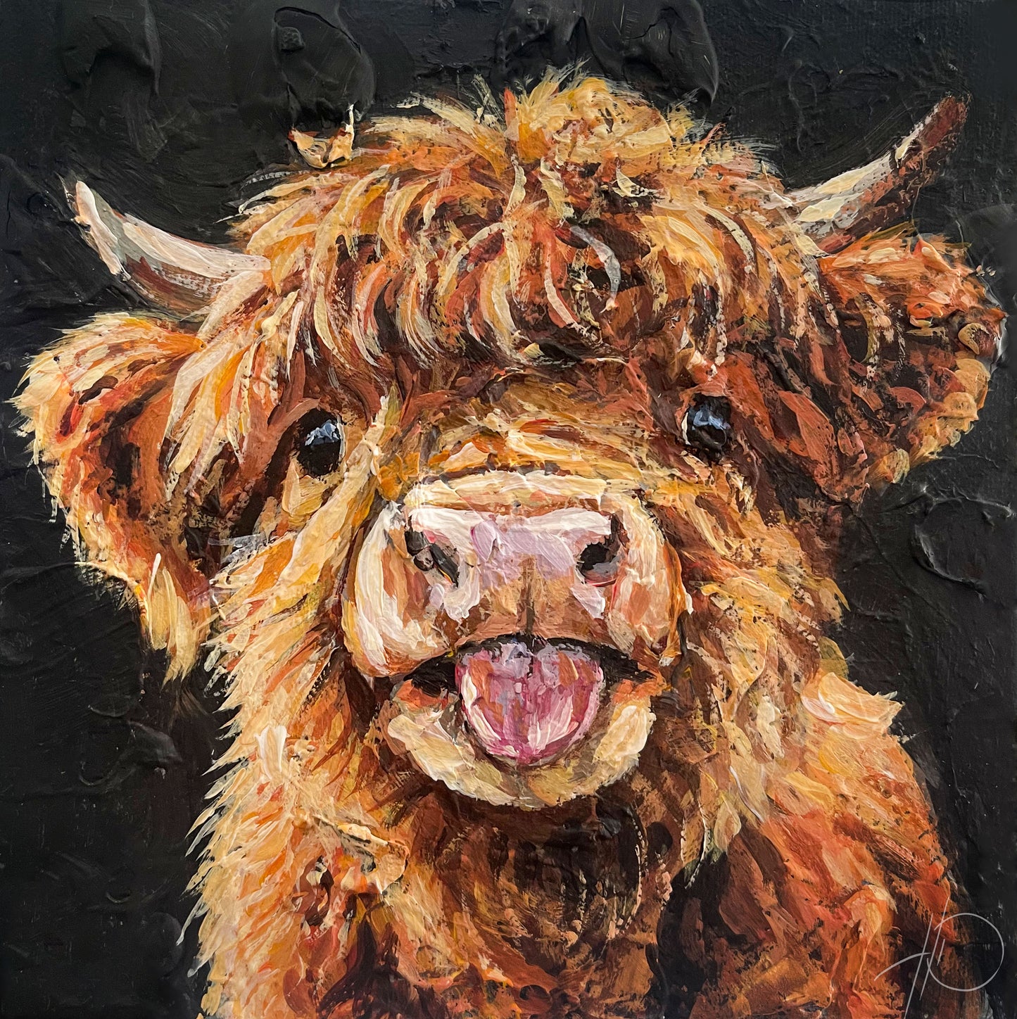  Original Acrylgemälde Schottische Hochlandkuh auf Leinwand – handgemalte
Tierkunst von Heinz Atelier.