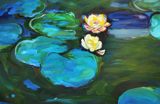Gemälde Claude Monet Seerosen – handgemaltes Original Acrylbild (100 x 70 cm) - H1Z Art