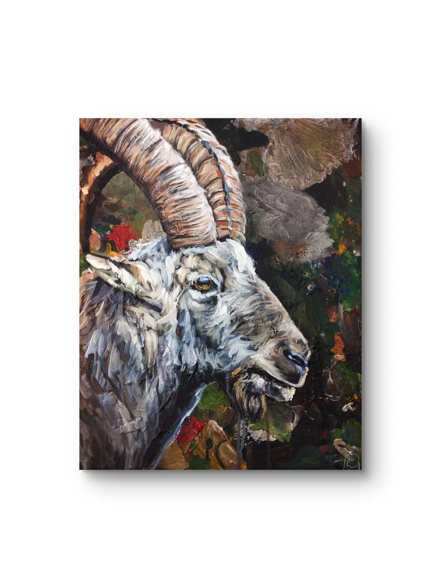 Steinbock Gemälde auf Leinwand – handgemalt, zeitgenössische Tierkunst original