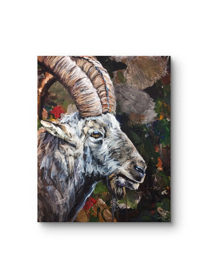 Steinbock Gemälde auf Leinwand – handgemalt, zeitgenössische Tierkunst original