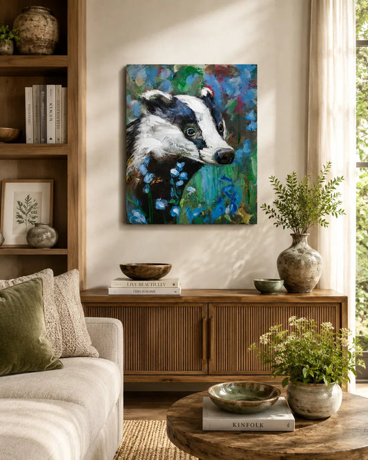 Dachs Tierportrait – handgemaltes Acrylgemälde, originale Tierbilder Kunst kaufen