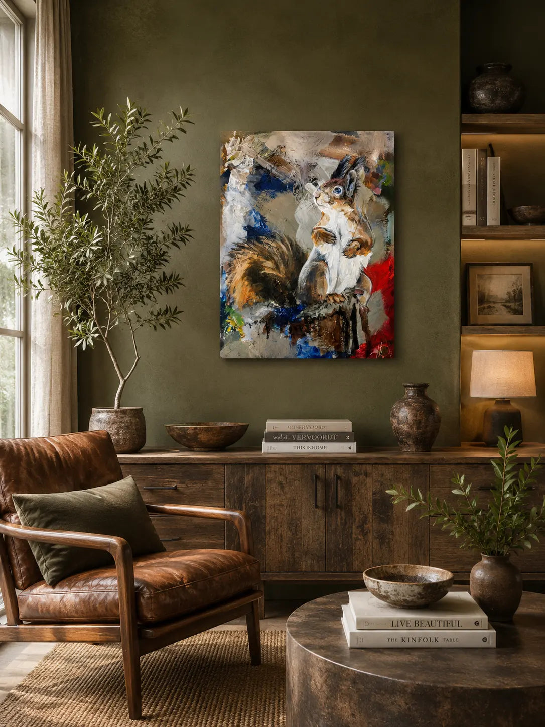 Eichhörnchen Tierportrait – handgemaltes Acrylgemälde, originale Tierbilder Kunst kaufen