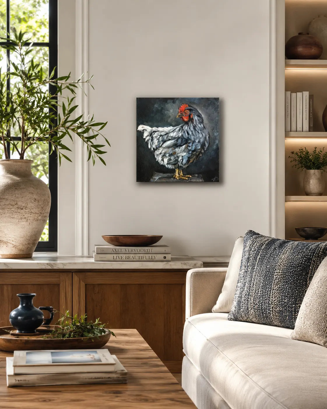 Hahn Tierportrait – handgemaltes Acrylgemälde, originale Tierbilder Kunst kaufen