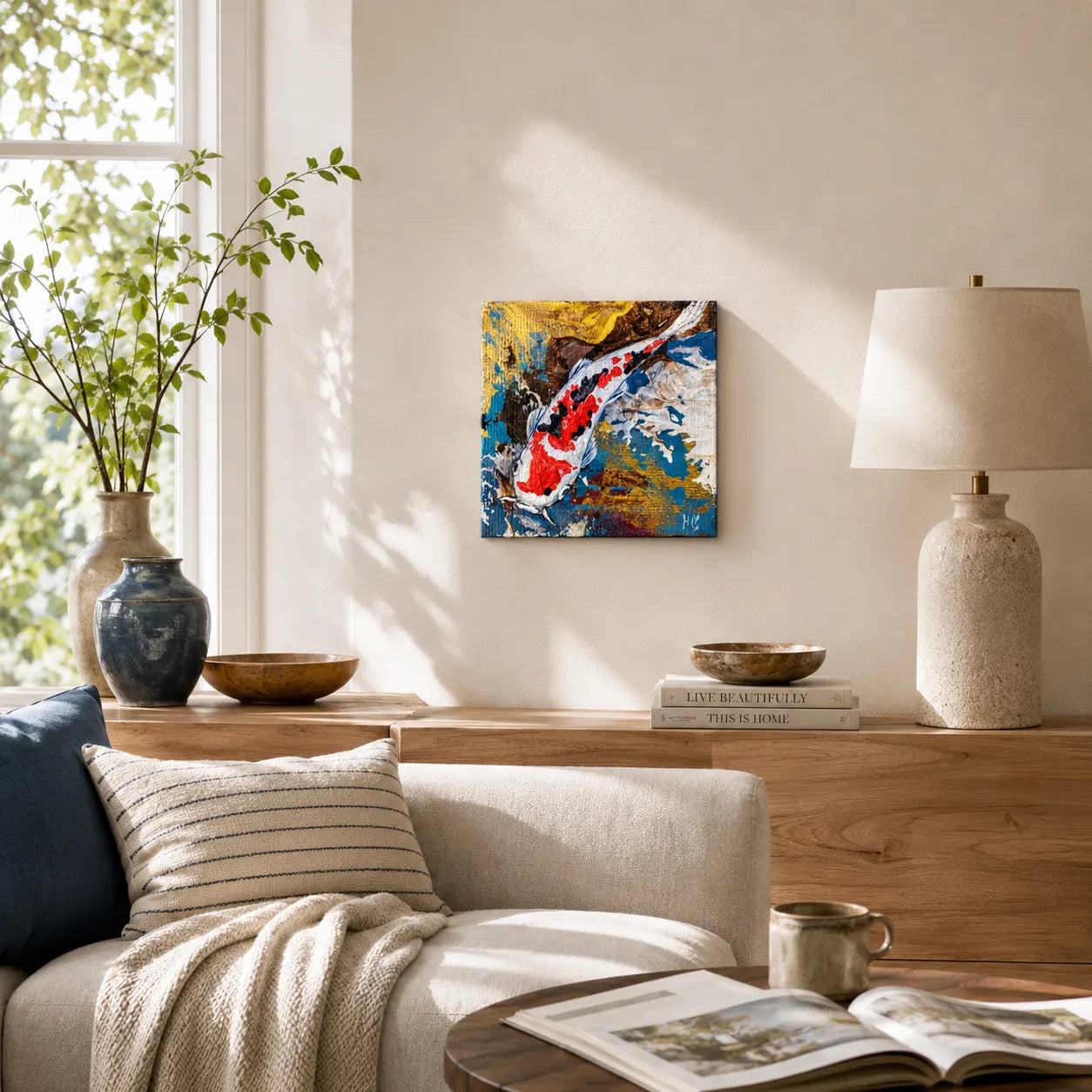 Koi Karpfen Tierportrait – handgemaltes Acrylgemälde, originale Tierbilder Kunst kaufen