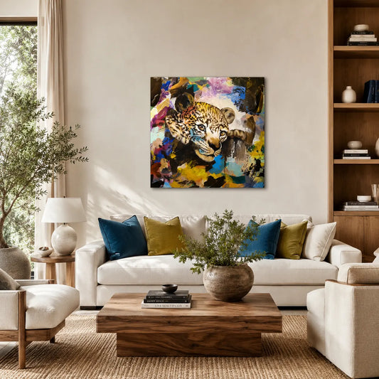 Leopard Tierportrait – handgemaltes Acrylgemälde, originale Tierbilder Kunst kaufen