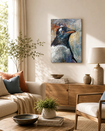 Pinguin Tierportrait – handgemaltes Acrylgemälde, originale Tierbilder Kunst kaufen
