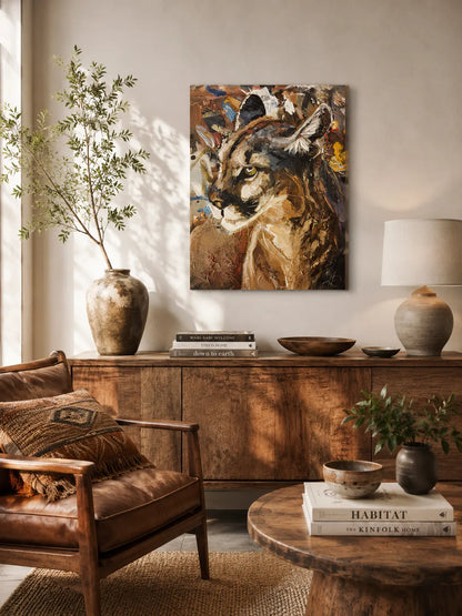Puma Tierportrait – handgemaltes Acrylgemälde, originale Tierbilder Kunst kaufen