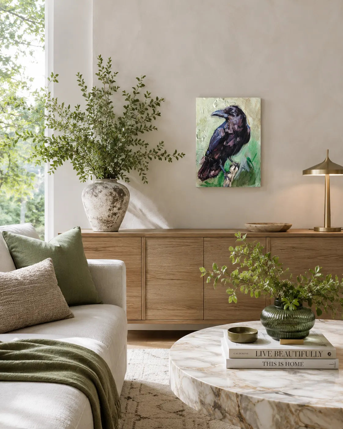 Rabe Tierportrait – handgemaltes Acrylgemälde, originale Tierbilder Kunst kaufen