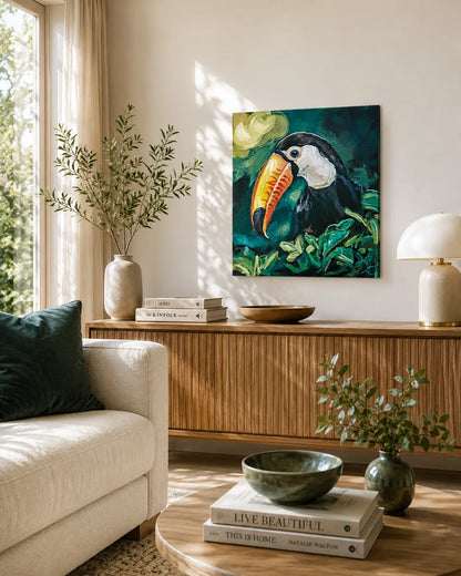 Tukan Tierportrait – handgemaltes Acrylgemälde, originale Tierbilder Kunst kaufen