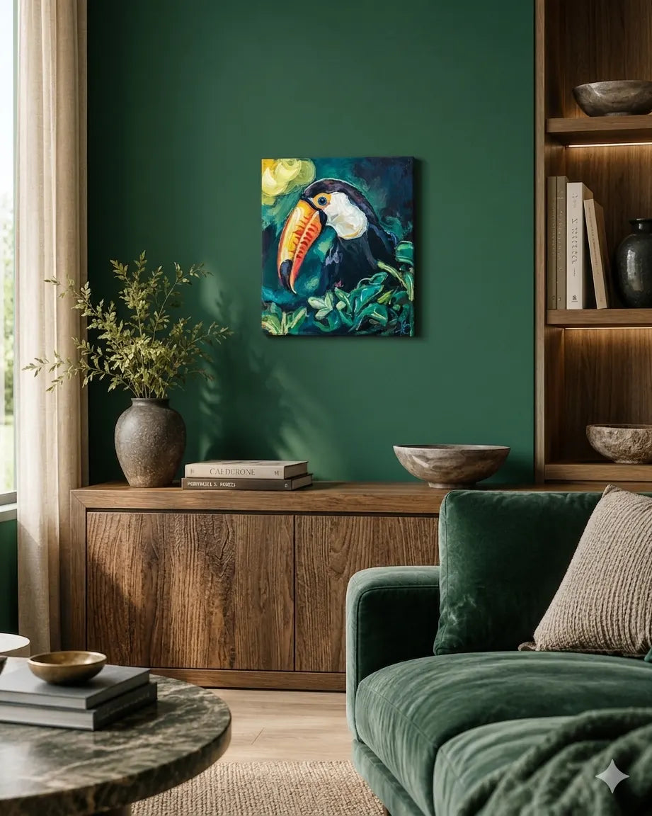 Tukan Acrylgemälde handgemalt – Tierkunst original, moderne Tierbilder kaufen