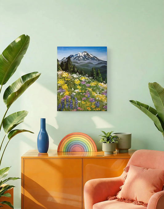 Weißes Lama Acrylbild auf Leinwand, humorvolles und selbstbewusstes Tierportrait für Wohnzimmer.