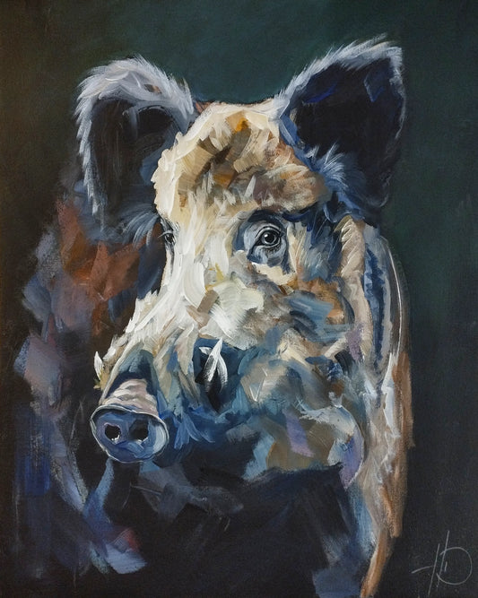H1Z ART Acrylbild Gemälde Der Wildschweinblick – handgemaltes Original Acrylbild (40 x 50 cm)