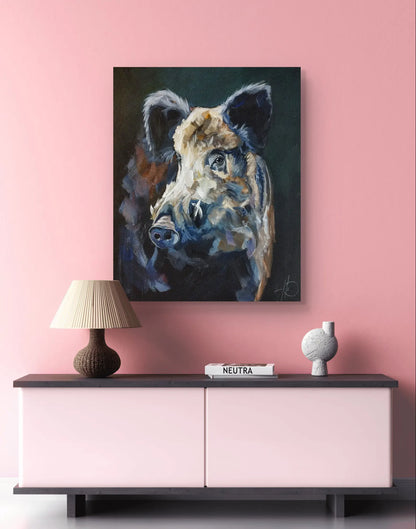 H1Z ART Acrylbild Gemälde Der Wildschweinblick – handgemaltes Original Acrylbild (40 x 50 cm)
