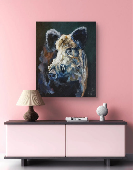H1Z ART Acrylbild Gemälde Der Wildschweinblick – handgemaltes Original Acrylbild (40 x 50 cm)