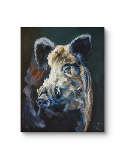 H1Z ART Acrylbild Gemälde Der Wildschweinblick – handgemaltes Original Acrylbild (40 x 50 cm)
