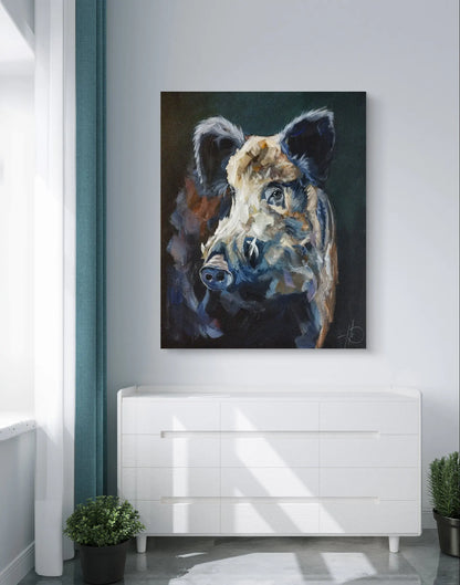 H1Z ART Acrylbild Gemälde Der Wildschweinblick – handgemaltes Original Acrylbild (40 x 50 cm)