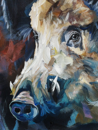 H1Z ART Acrylbild Gemälde Der Wildschweinblick – handgemaltes Original Acrylbild (40 x 50 cm)