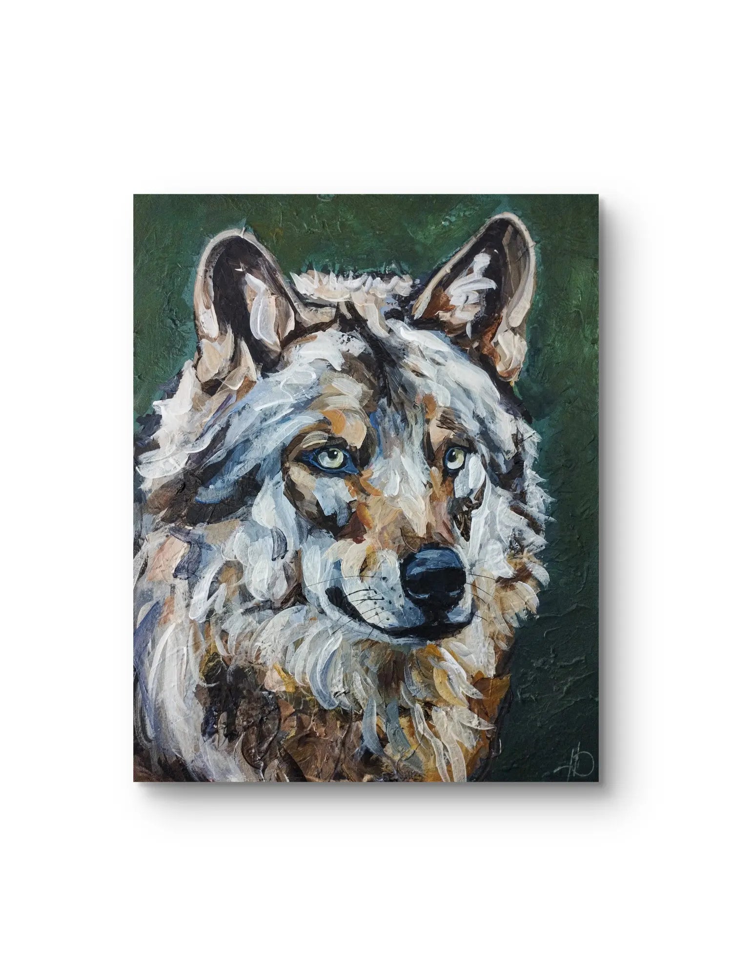 Wolf Gemälde handgemalt – Acrylbild Tierportrait, zeitgenössische Kunst original