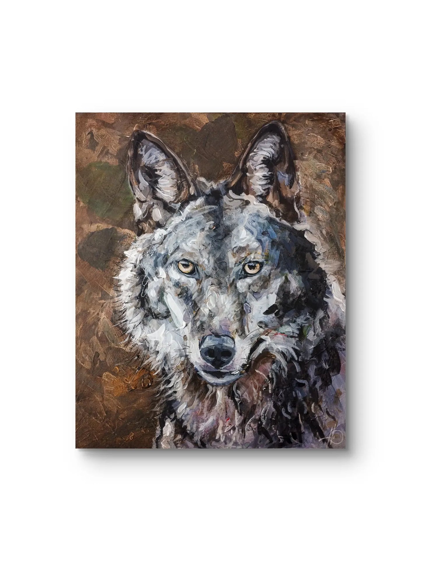 Wolf Acrylbild auf Leinwand – handgemalt, zeitgenössische Tierkunst, Kunstwerk kaufen